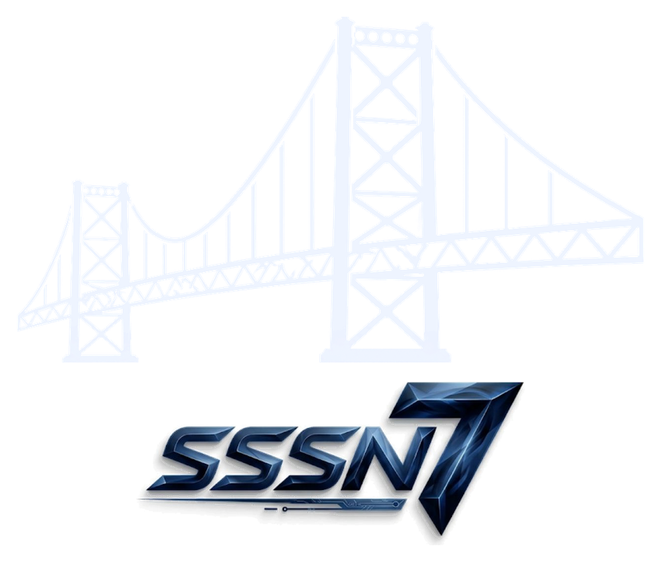 Ponte Hercílio Luz e o logotipo da SSSN 7, desenvolvedora do aplicativo