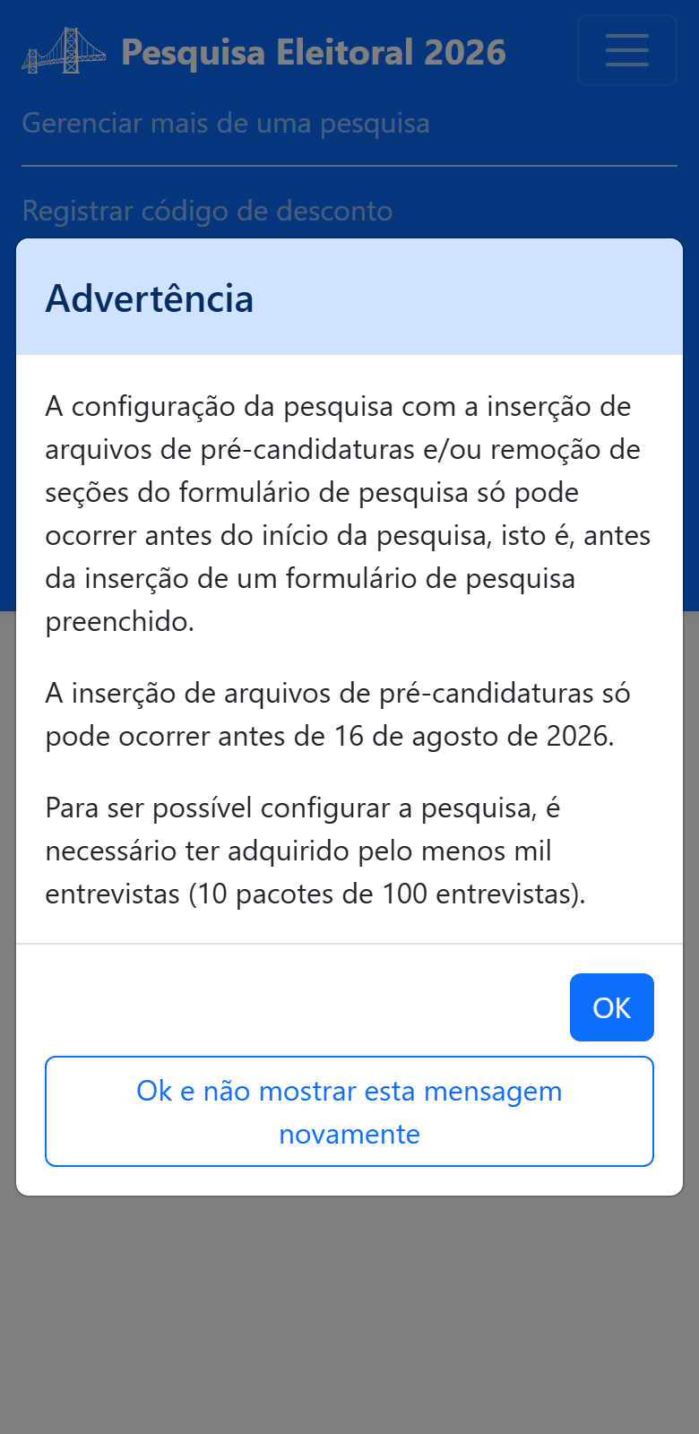 Advertência de configuração