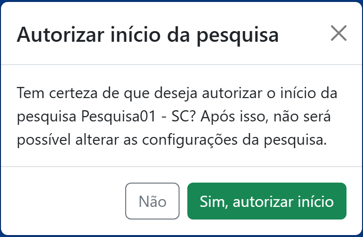 Confirmação de autorização de início