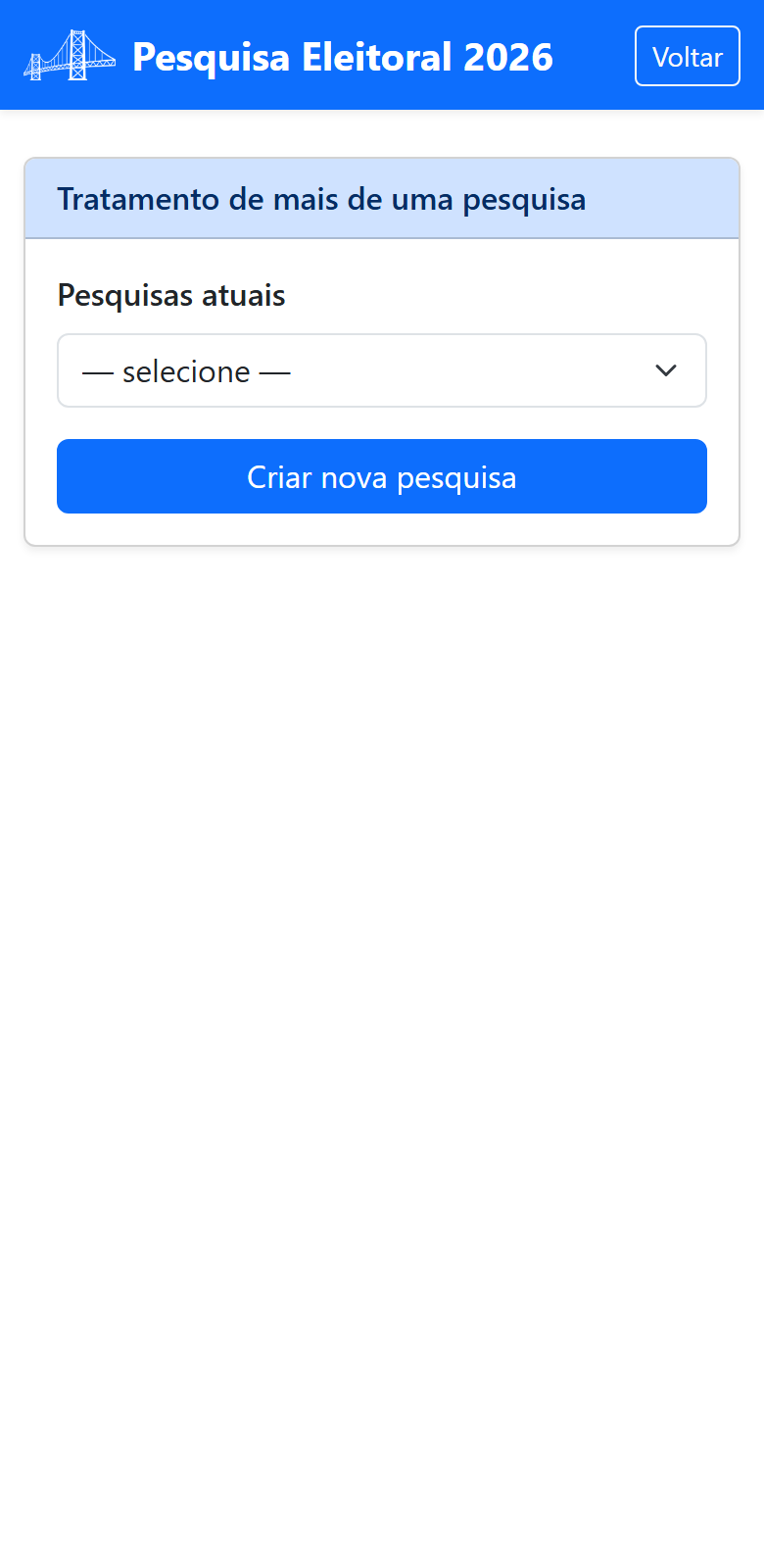 Tela de tratamento de mais de uma pesquisa